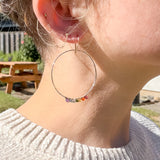 Rainbow Fringe Hoop Earring