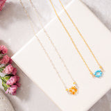 Dainty Gemstone Flower Necklace