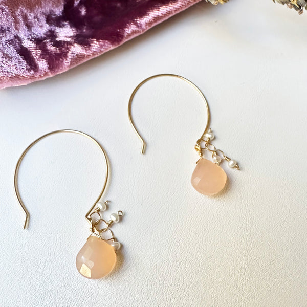 Cloudy Pink Chalcedony Earring
