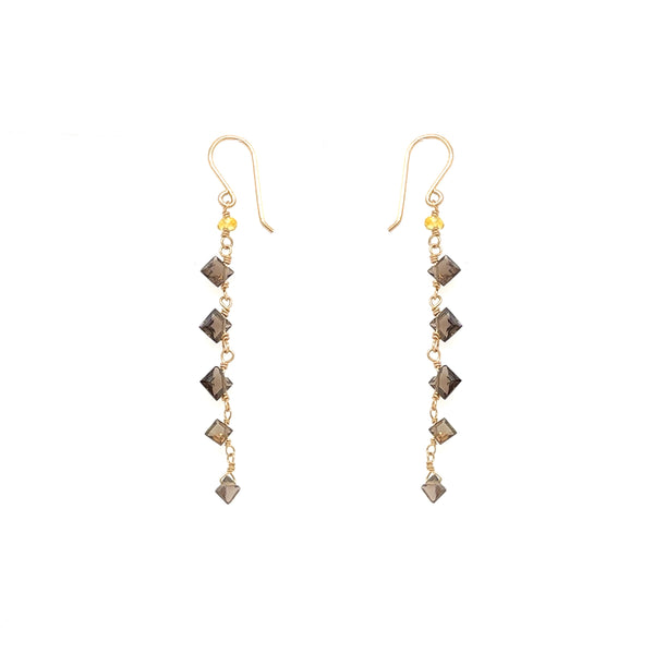 Smoky Quartz Diamonds Earring