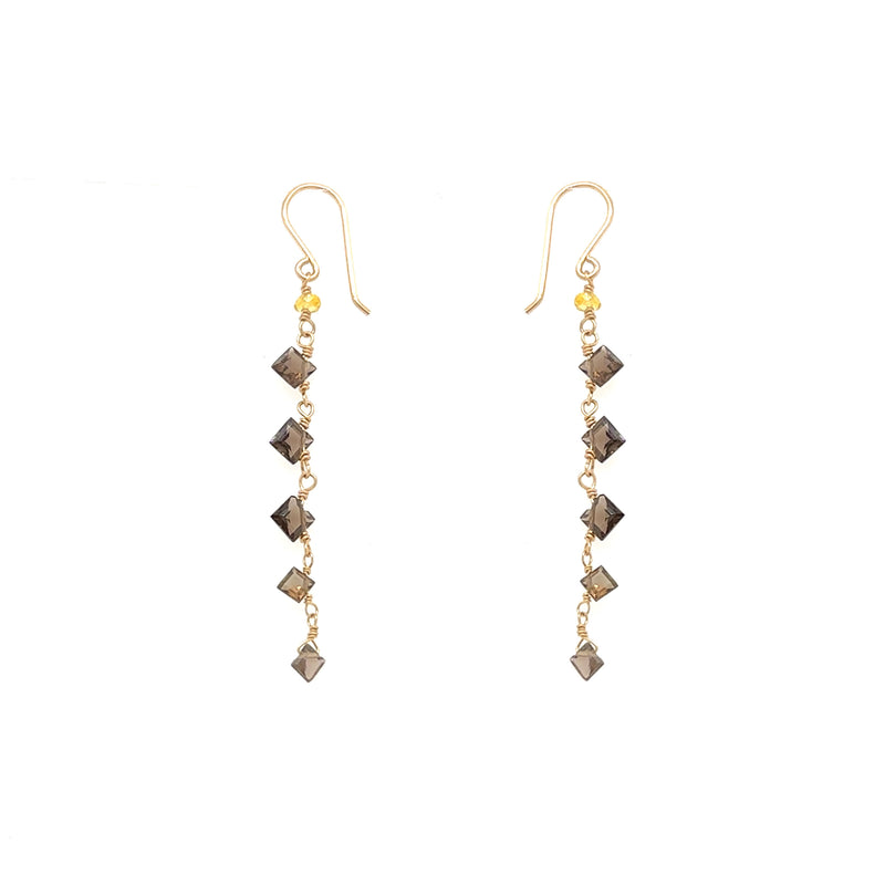 Smoky Quartz Diamonds Earring