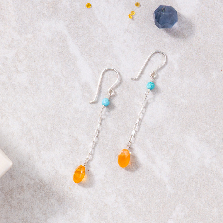 Glowing Carnelian Chain Earring