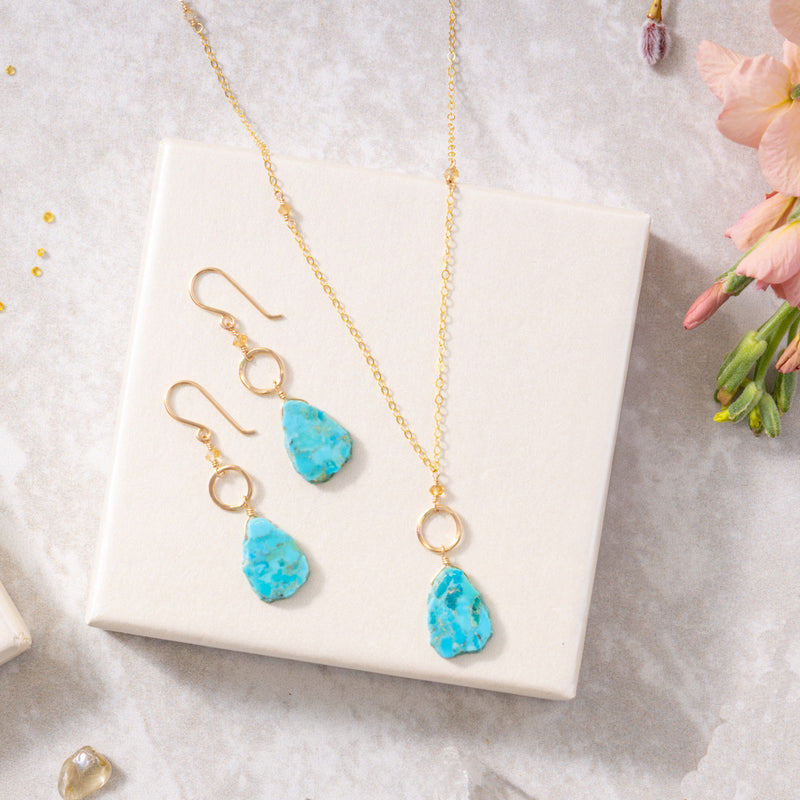 Raw Turquoise Slice Earring