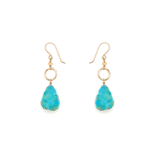 Raw Turquoise Slice Earring