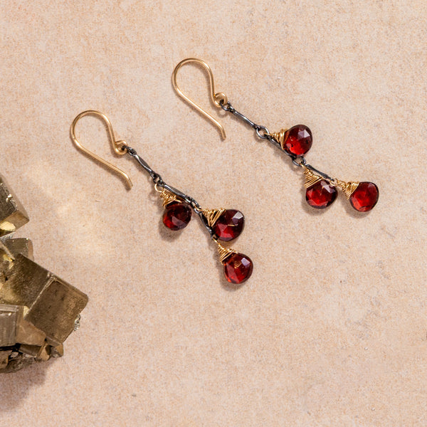 Garnet Droplets Earring