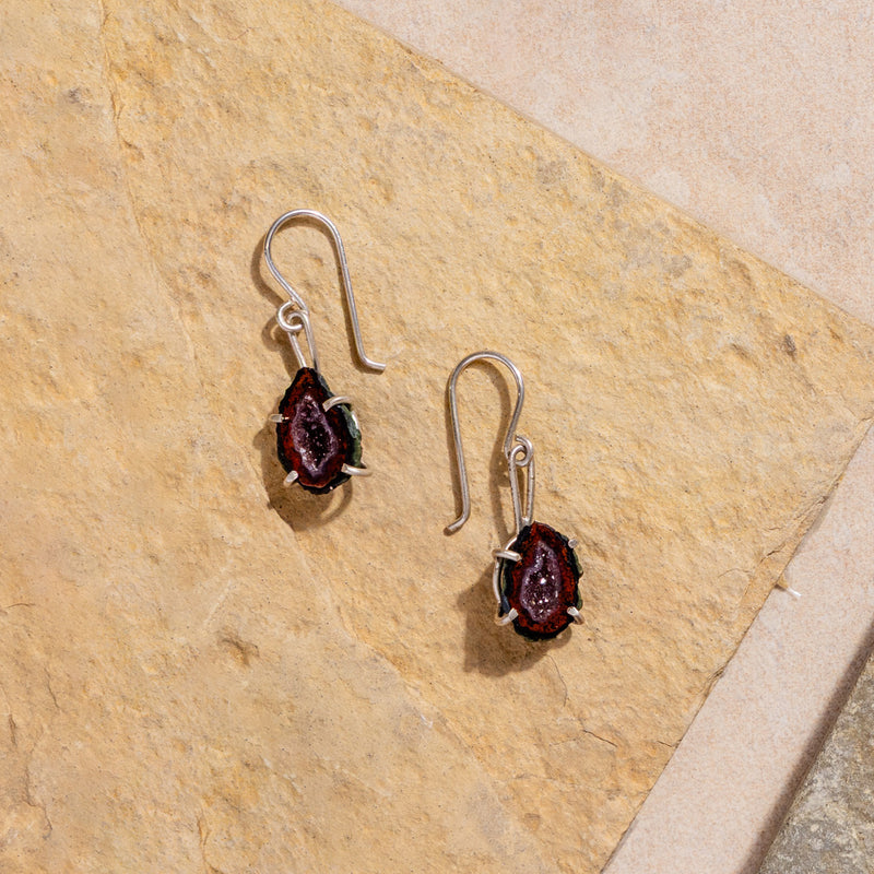 Tiny Druzy Geode Earring
