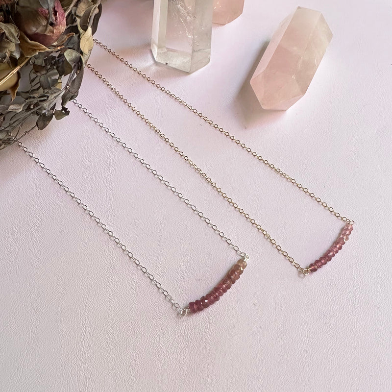 Pink Tourmaline Ombre Gembar in Silver
