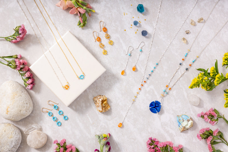 Dainty Gemstone Flower Necklace