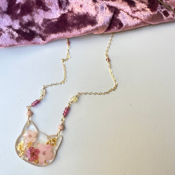 Sunset Floral Cat Necklace