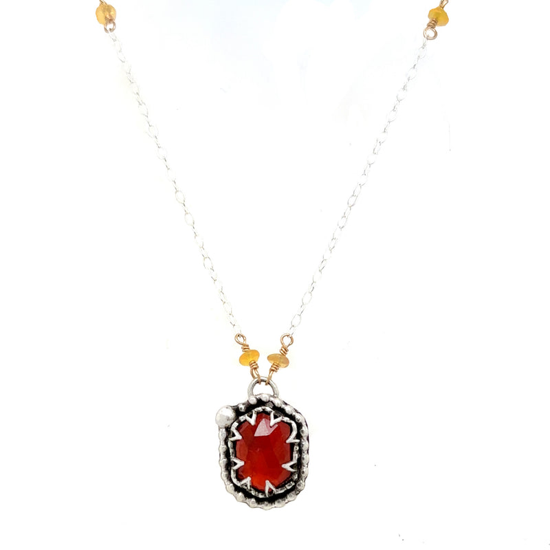 Glowing Hessonite Pendant Necklace