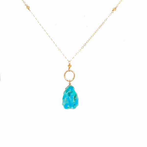 Raw Turquoise Slice Pendant Necklace