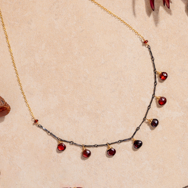 Garnet Droplets Necklace