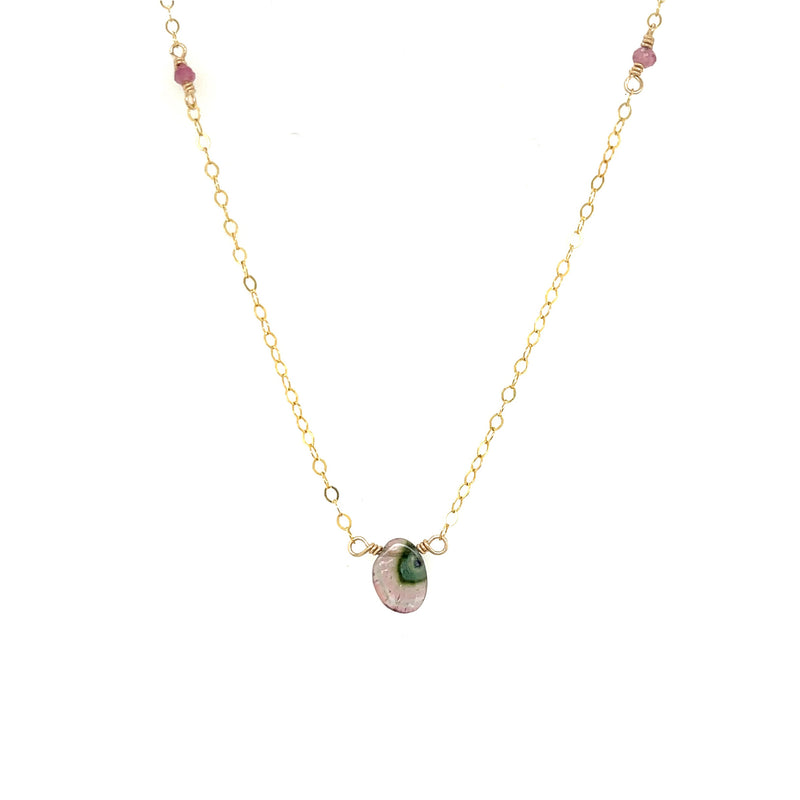 Watchful Eye Watermelon Tourmaline Slice Necklace