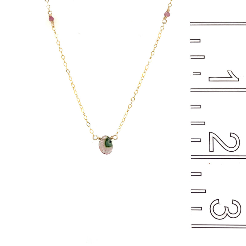 Watchful Eye Watermelon Tourmaline Slice Necklace