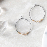 Gunmetal Herkimer Encrusted Hoop Earring