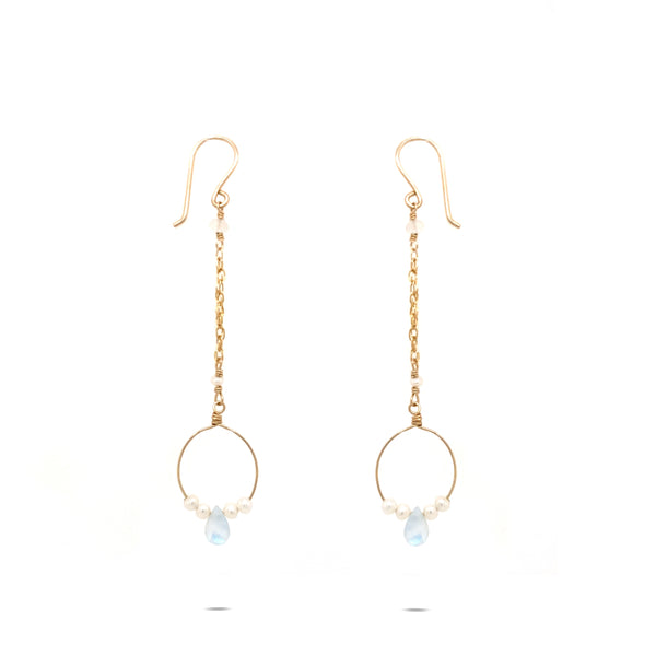 Pearl Flanked Moonstone Earring