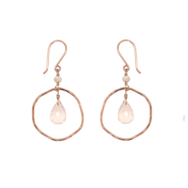 Soft Rose Quartz Hoop Earring