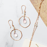 Soft Rose Quartz Hoop Earring