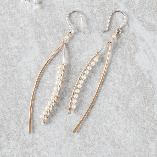 Wrapped Pearl Swoop Earring