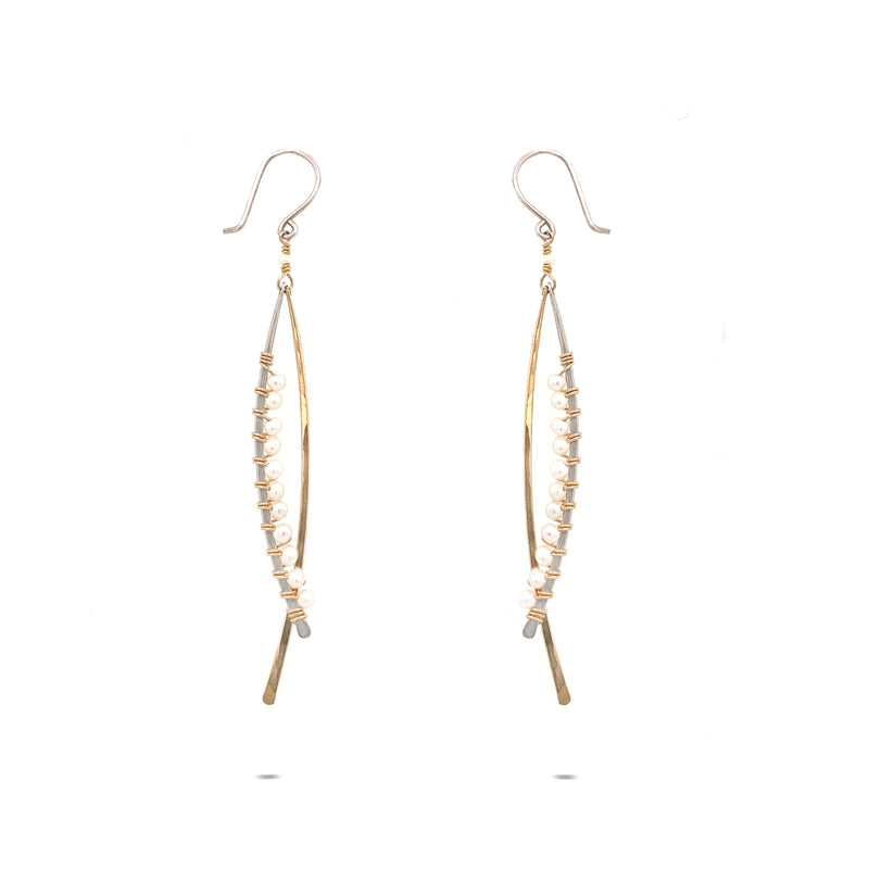 Wrapped Pearl Swoop Earring