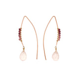 rose quartz rose gold filled "V" shape earring