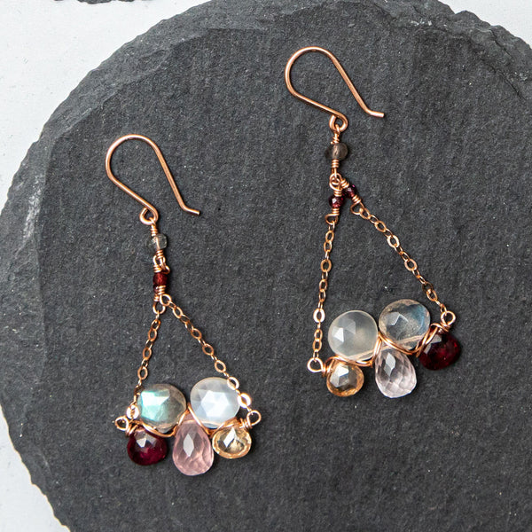 Woven Gemstone Champagne Earring