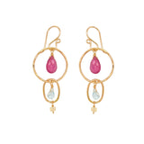 Pink Ruby Hoops Earring