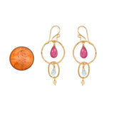 Pink Ruby Hoops Earring