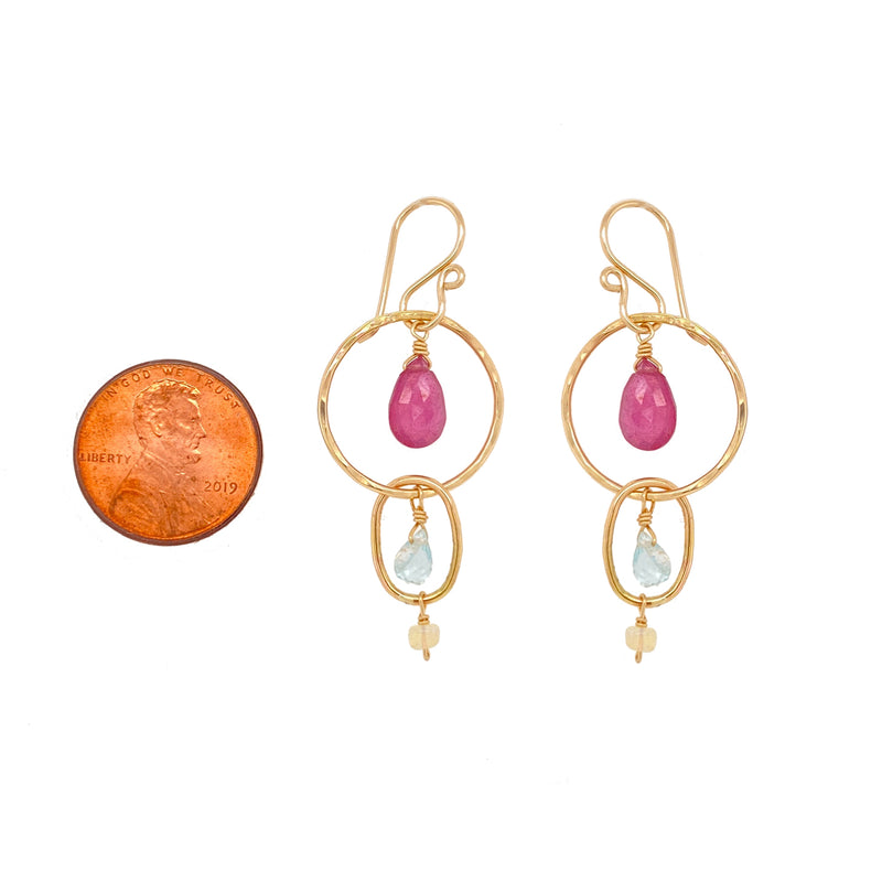 Pink Ruby Hoops Earring