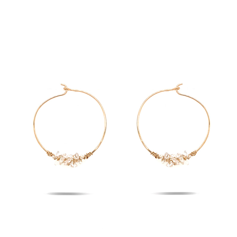 Herkimer Encrusted Gold Hoop Earring