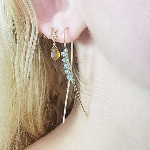 Static Gemstone Wrap Earring