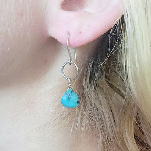 Turquoise Drop Hoop Earring