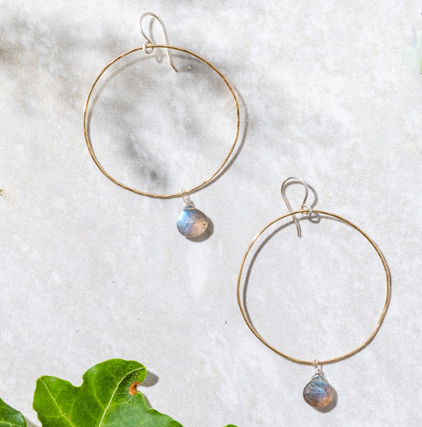 Distilled Labradorite Hoop Earring