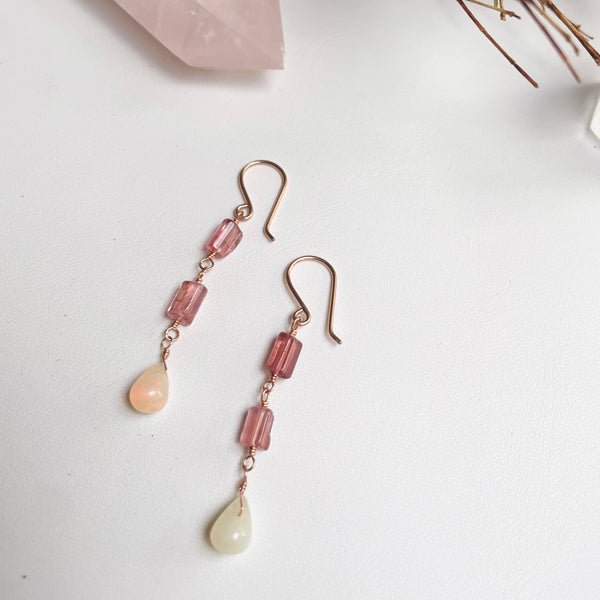Double Tourmaline Tube Earring