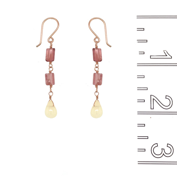 Double Tourmaline Tube Earring