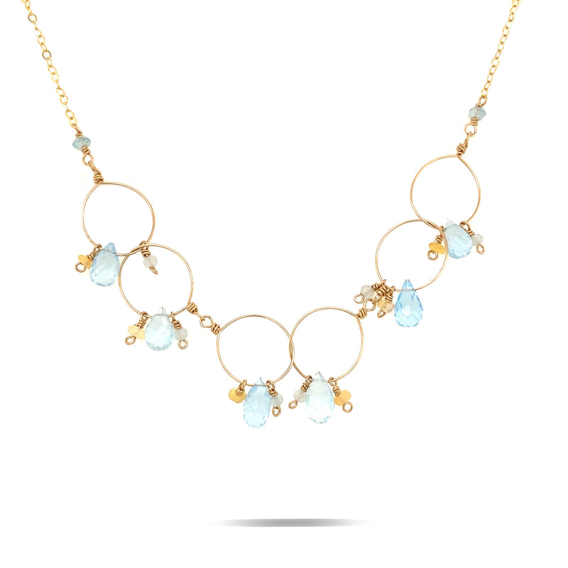 Watery Drops Gold Links Necklace