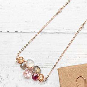 Champagne Woven Gemstones Necklace