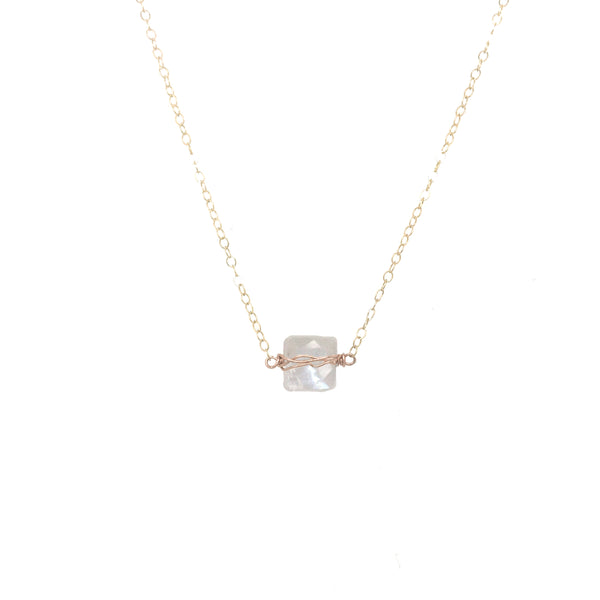Little Square Moonstone Necklace