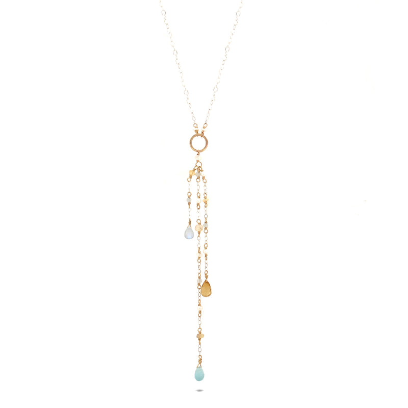 Dripping Gemstones Links Necklace