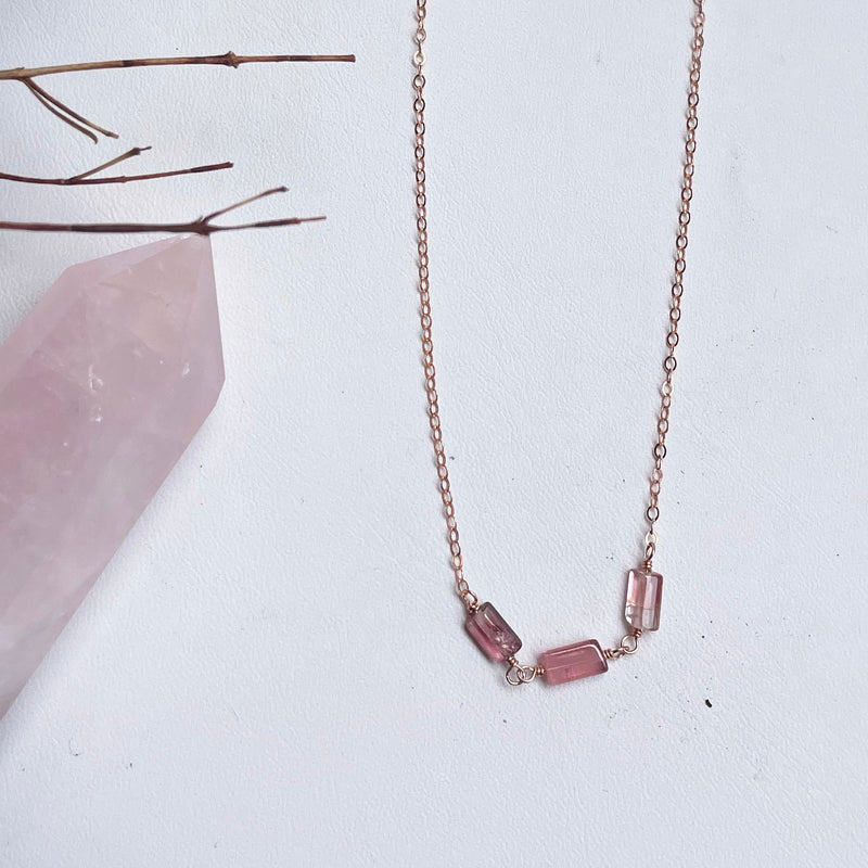 Triple Tourmaline Tube Necklace