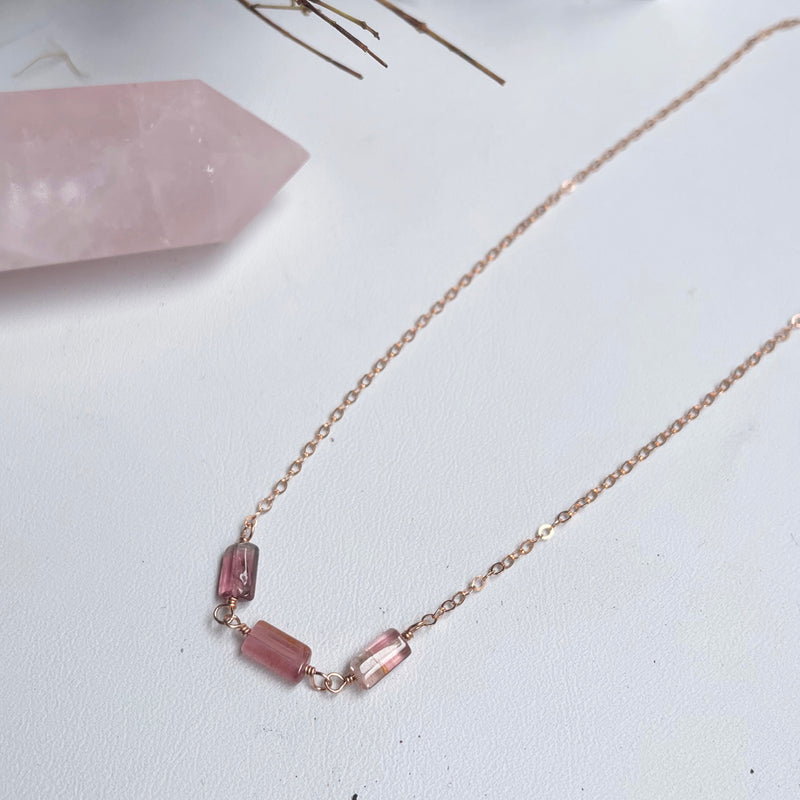 Triple Tourmaline Tube Necklace