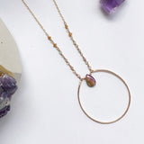 Watermelon Tourmaline Halo Necklace