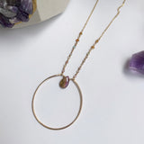 Watermelon Tourmaline Halo Necklace