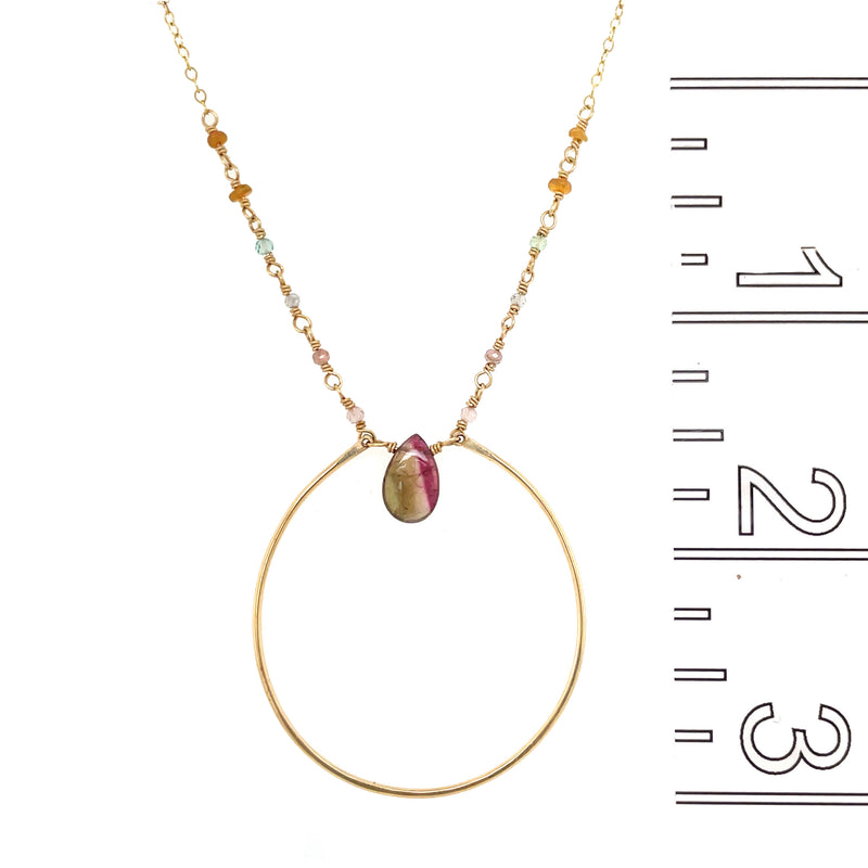 Watermelon Tourmaline Halo Necklace